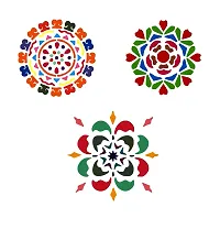 Sticker Hub Wood Floral Rangoli Making Stencil (Combo Pack of 3) RS10 RS10-thumb1