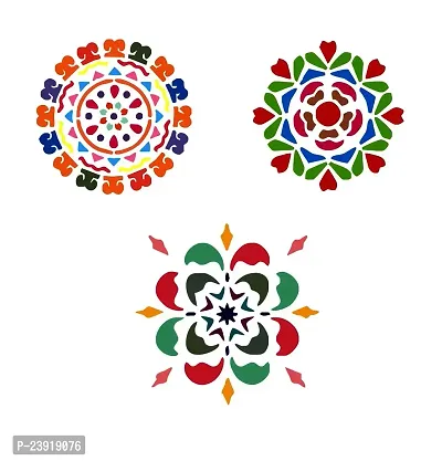 Sticker Hub Wood Floral Rangoli Making Stencil (Combo Pack of 3) RS10 RS10-thumb2