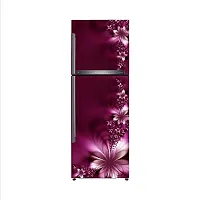 Byteon Decorative Violet Flower Leaves Vinyl Fridge Cover Wallpaper Poster Adhesive Vinyl Sticker Fridge wrap Decorative Sticker (Multicolor PVC Vinyl Covering Area 60cm X 160cm)-thumb2