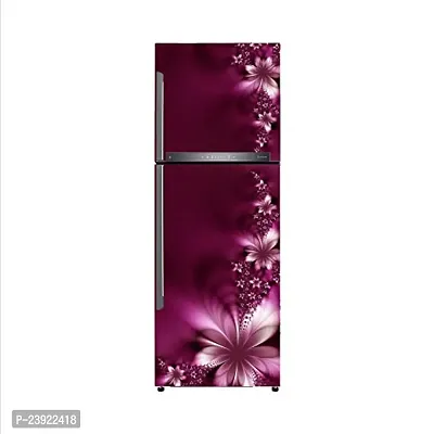 Byteon Decorative Violet Flower Leaves Vinyl Fridge Cover Wallpaper Poster Adhesive Vinyl Sticker Fridge wrap Decorative Sticker (Multicolor PVC Vinyl Covering Area 60cm X 160cm)-thumb3