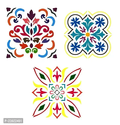 Sticker Hub Wood Floral Rangoli Making Stencil (Combo Pack of 3) RS12 RS12-thumb2