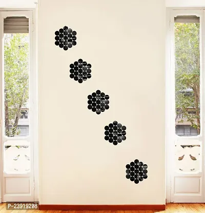 Sticker Hub Abstract Design Acrylic 3D Mirror Wall Sticker (Black) MBL178-thumb3