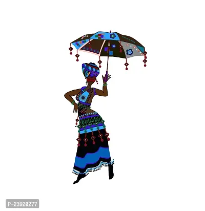 Sticker Hub Wall Sticker for Living Room -Bedroom - Office - Home Decor | Tribal Lady with Decorative Umbrella Wall Stickers (97Cm X 53Cm) BS860