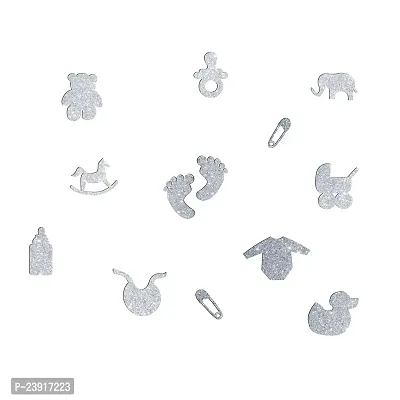 Sticker Hub Silver Glitter Wooden Laser Cut Out Sticker for Baby Room|Baby Shower Special|-thumb3