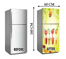 Four Types of Juices Self Adhesive Double Door Fridge Sticker (Pack of 1)-thumb2