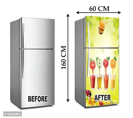 Four Types of Juices Self Adhesive Double Door Fridge Sticker (Pack of 1)-thumb3