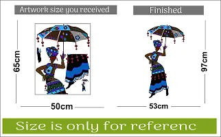 Sticker Hub Wall Sticker for Living Room -Bedroom - Office - Home Decor | Tribal Lady with Decorative Umbrella Wall Stickers (97Cm X 53Cm) BS860-thumb3