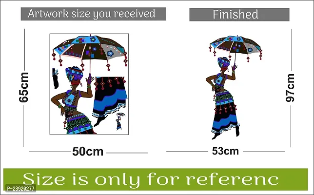 Sticker Hub Wall Sticker for Living Room -Bedroom - Office - Home Decor | Tribal Lady with Decorative Umbrella Wall Stickers (97Cm X 53Cm) BS860-thumb4