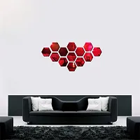 Sticker Hub Acrylic 3D Hexagon Acrylic Mirror Wall Sticker (Red) MR20-thumb1