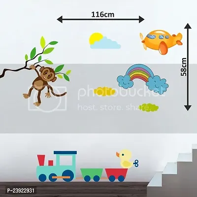 Sticker Hub Monkey Sky Wall Sticker Cover Area : (116X58)-thumb3