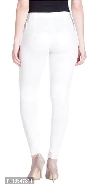 Fabulous White Cotton Lycra Solid Leggings For Women