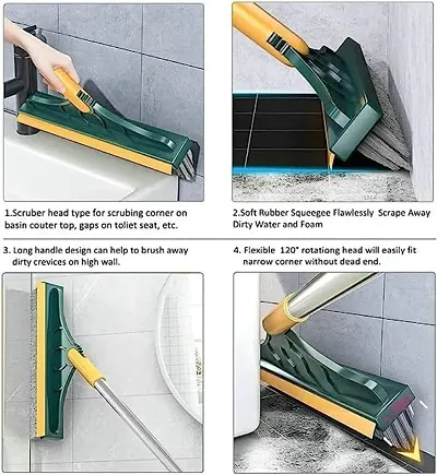 3 in 1 Bathroom Cleaning Brush with wiper Long Handle Tile Cleaner Brush  Floor Cleaning