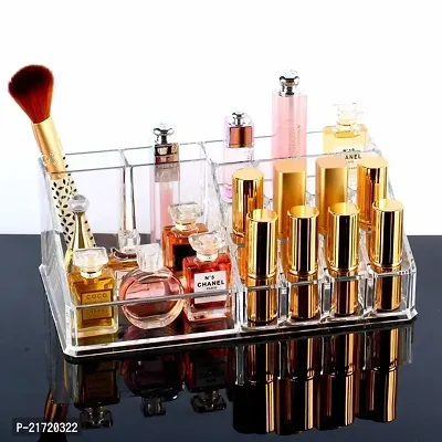 MAAUVTOR 16 Compartment Cosmetic Makeup Display Storage Holder Jewelry Box Lipstick and Nail Paint Stand Holder case (Clear)