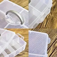 MAAUVTOR 3 Layer-30 Grid Transparent Plastic Organizer Jewelry Craft Accessories Storage Box/Basket/Container with Removable and Collapsible Dividers (White)-thumb4