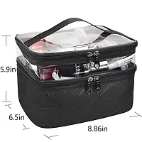 MAAUVTOR Double Layer Cosmetic Bag Organizer Makeup Pouch for Women Travel Cosmetics Case Toiletry Bags for Girls (Black)-thumb1