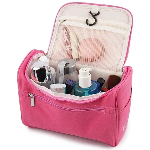 Stylish Makeup Organizer Cosmetic Case Household Grooming Kit Storage Travel Kit Pack With Hook, Travel Bag For Women