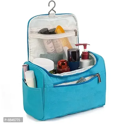Makeup Bag | Toiletry Bag | Cosmetic Bag | Hanging Travel Kit Bag for Women Man Girl Gift Portable Organizer Case Waterproof Bathroom Storage Beauty Sky Blue Bag for Vacation