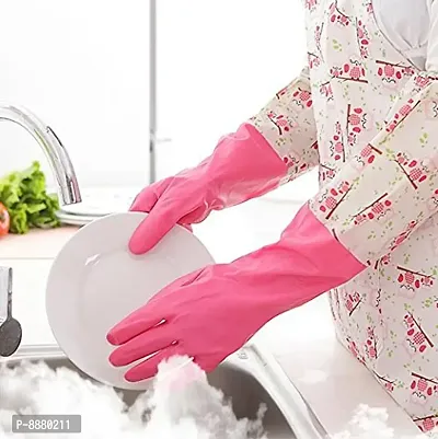 Reusable Rubber Latex PVC Flock lined Hand Gloves For Kitchen L