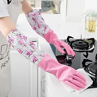 Reusable Rubber Latex PVC Flock lined Hand Gloves For Kitchen L-thumb1