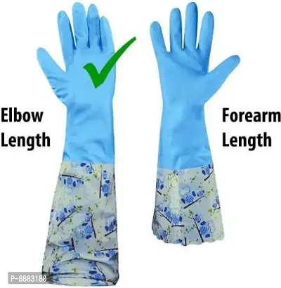 Reusable Cleaning Gloves For Kitchen Household Purpose For Winters (Free, Blue 2 Pair)-thumb3