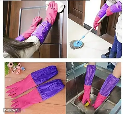Reusable Cleaning Gloves For Kitchen Household Purpose For Winters Pack of 2 Pair-thumb3
