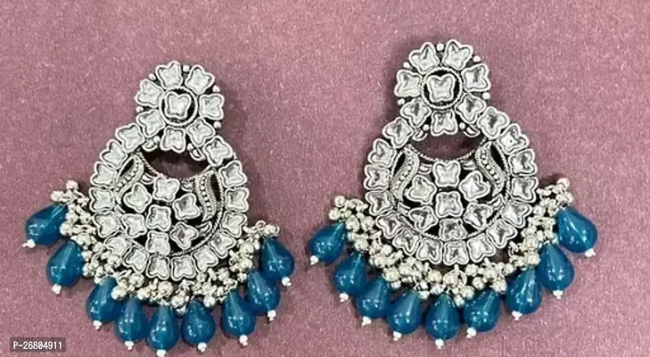 Trendy Blue Alloy Beads Drop Earrings For Women