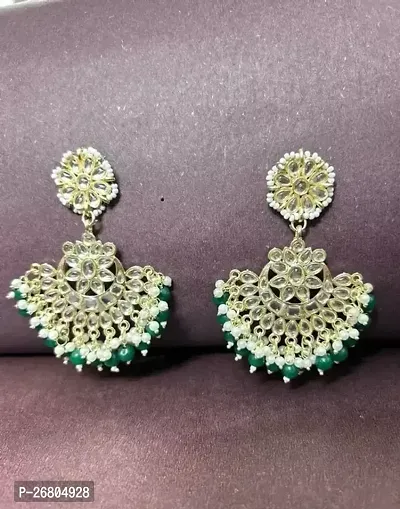 Trendy Green Alloy Pearl Drop Earrings For Women