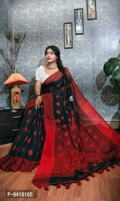 Beautiful Khadi Cotton Saree With Blouse Piece For Women-thumb0