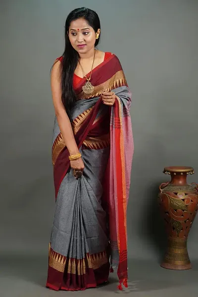 New In Khadi Saree with Blouse piece 