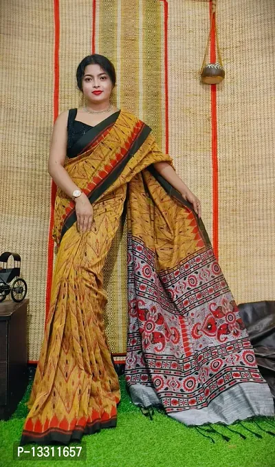 Women Stylish Cotton Printed Saree with Blouse piece-thumb0