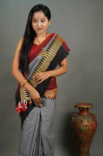 Attractive Khadi Saree with Blouse piece 