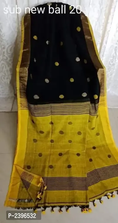 Handloom Linen Jamdani Saree With Blouse Piece