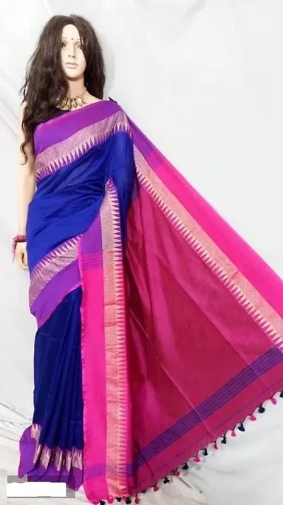 HANDLOOM KHADI VOMRI SAREE WITH RUNNING BLOUSE PIECE