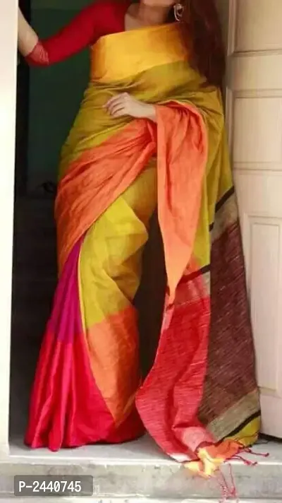 Attractive Handloom Cotton Silk Saree with Blouse piece-thumb0