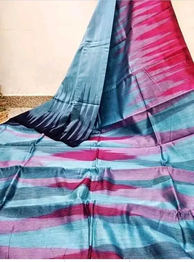 Fabulous Handloom Silk Ikat Woven Design Women Saree with Blouse Piece