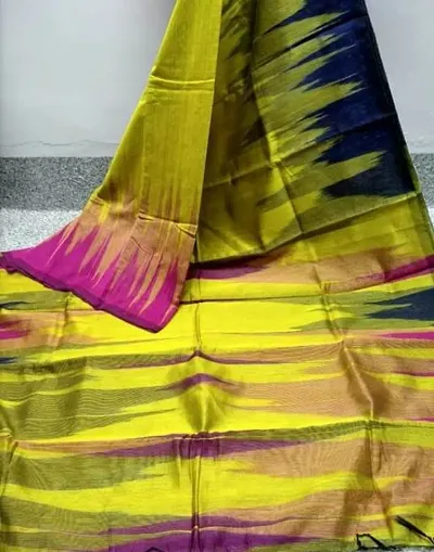 Attractive Handloom Silk Cotton Ikat Sarees