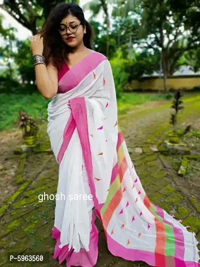 Handloom Khadi Cotton Barfi Butta Saree With Blouse Piece