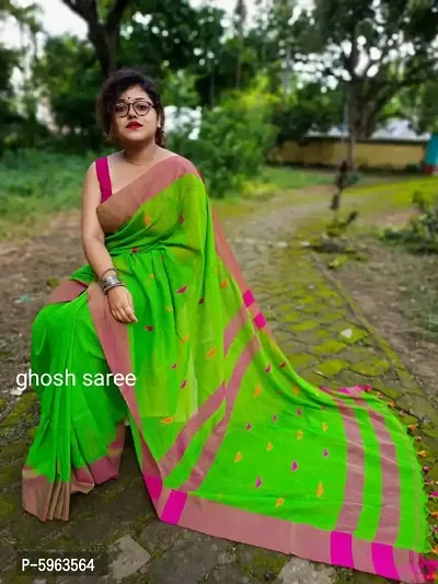 Handloom Khadi Cotton Barfi Butta Saree With Blouse Piece