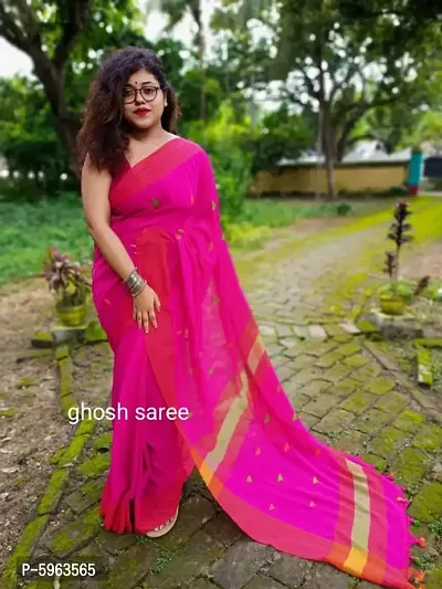 Handloom Khadi Cotton Barfi Butta Saree With Blouse Piece