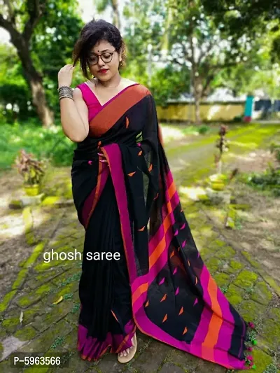 Handloom Khadi Cotton Barfi Butta Saree With Blouse Piece-thumb0