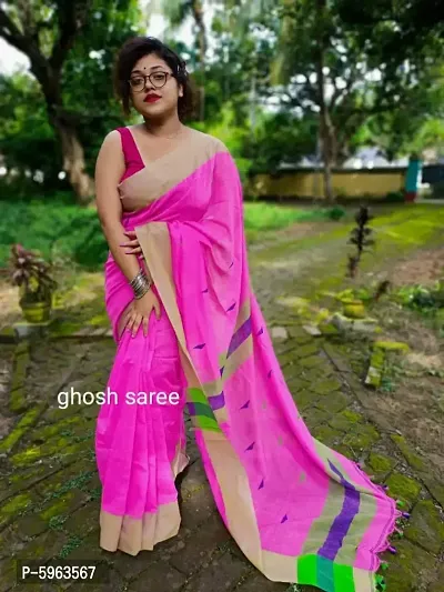 Handloom Khadi Cotton Barfi Butta Saree With Blouse Piece