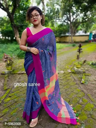 Handloom Khadi Cotton Barfi Butta Saree With Blouse Piece