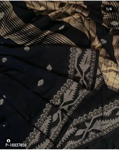 Pure cotton Karat Jamdani style saree with blouse peice-thumb0