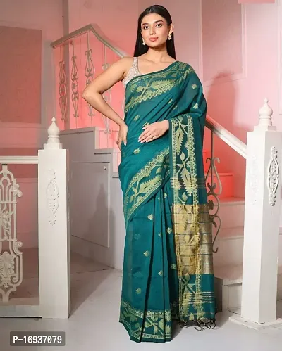 Pure cotton Karat Jamdani style saree with blouse peice