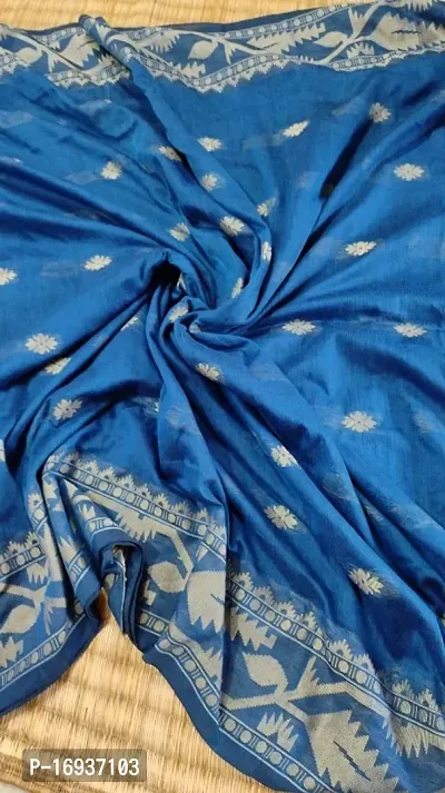 Pure cotton Karat Jamdani style saree with blouse peice