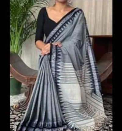 Trending Handloom Khadi Saree With Blouse Piece