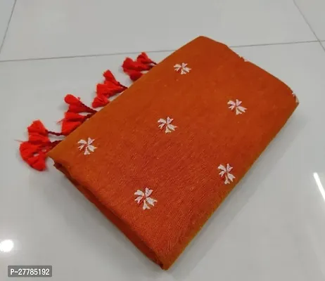 Handloom Khadi Cotton Seuli Flower Embroidered Design Saree With Bouse Piece