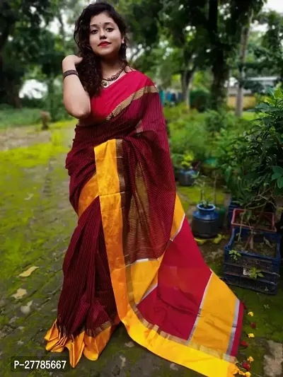 Cotton Silk Maheswari Check Saree With Running Blouse Piece