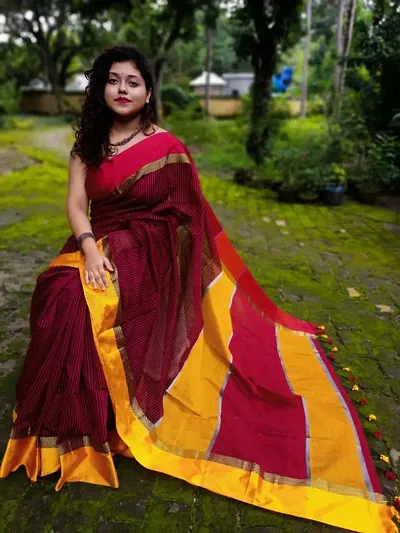 Silk Maheswari Check Saree With Running Blouse Piece