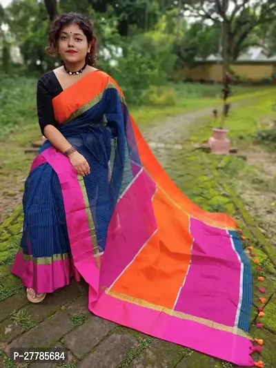 Cotton Silk Maheswari Check Saree With Running Blouse Piece